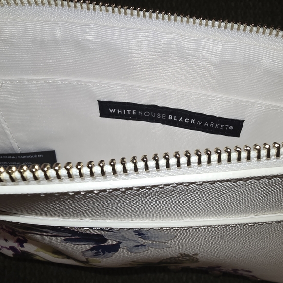 White House Black Market Floral Studded Clutch Spring Easter Hydrangea Purple - Picture 5 of 10